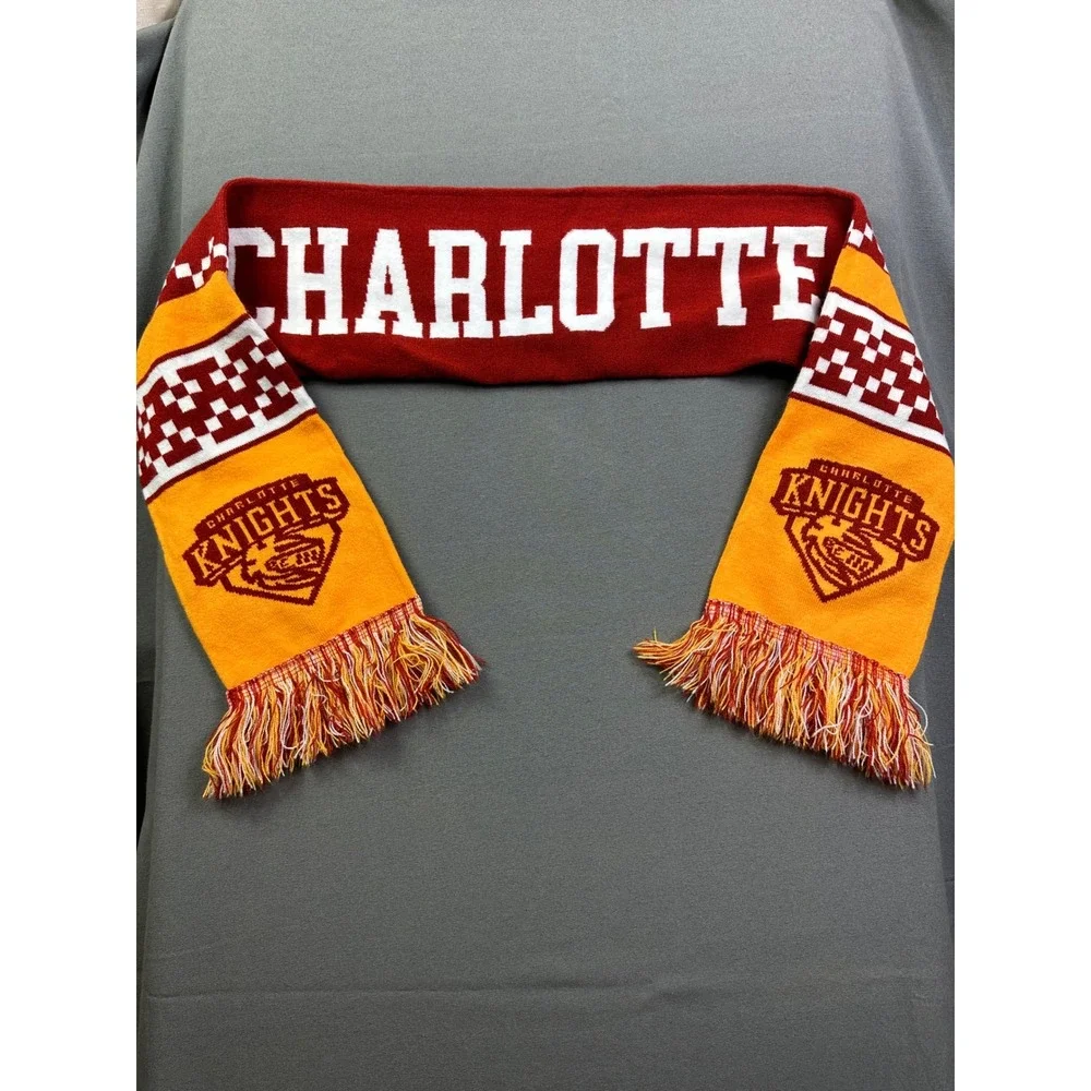 Charlotte Knights MiLB Baseball Knit Fan Scarf Red Orange White Fringe Logo